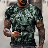 Tech Digital Lion Print Men's T-Shirt